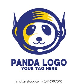 futuristic style panda face icons or logos for high-tech goods brand products