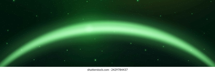 Futuristic sunrise of the planet. Solar ring light effect. Cosmic cyber security. Starry abstract background with glowing planet Earth. Vector illustration. 