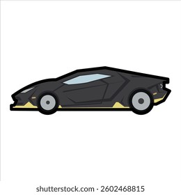 Futuristic Supercar Modern, Editable Vector Colored Illustration For Transportation and Vehicle Design
