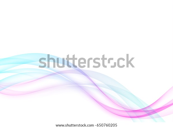 Futuristic swoosh fusion hi-tech wave lines\
layout. Bright elegant abstract blue and pink transparent smoke\
waves over white background. Vector\
illustration
