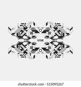 Futuristic symmetric design element on white background. Useful for prints and posters.
