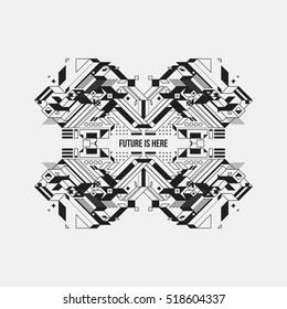 Futuristic symmetric design element on white background. Useful for prints and posters.