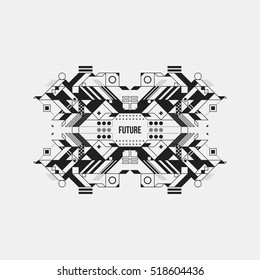 Futuristic symmetric design element on white background. Useful for prints and posters.