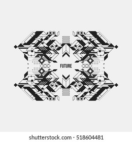 Futuristic symmetric design element on white background. Useful for prints and posters.