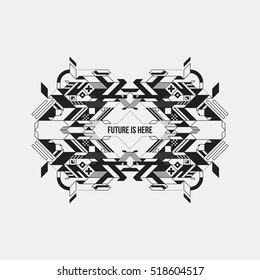 Futuristic symmetric design element on white background. Useful for prints and posters.