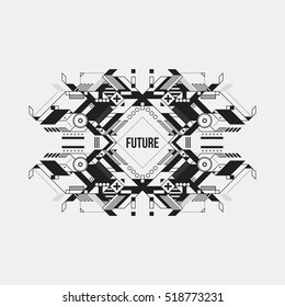 Futuristic symmetric design element on white background. Useful for prints and posters.