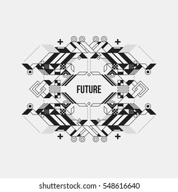 Futuristic symmetric design element on white background. Useful for prints and posters.