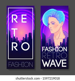 Futuristic synth wave style. Retroparty  flyer template. 