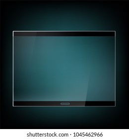 Futuristic tablet device with a transparent glass screen. Technology communication background. Stock vector illustration.