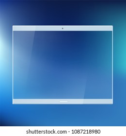 Futuristic tablet device with a transparent glass screen. Technology communication background. Stock vector illustration.