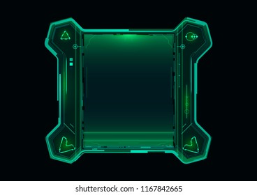 Futuristic tablet with a green display.Vector illustration.