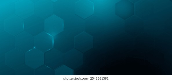 Fondo verde azulado futurista con Formas hexagonales y un gradiente sutil, perfecto para la tecnología y los diseños corporativos