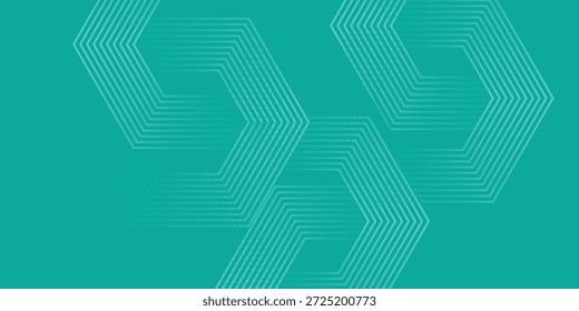 Fondo de arte de línea hexagonal verde azulado futurista