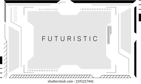 Fondo de resumen tecnológico futurista con vectores de huds blancos y negros. Hud futurista editable