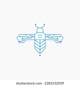 futuristic tech bee sign logo business vector design template. minimalist bee logo design vector illustration with creative, modern and premium styles isolated on white background. 