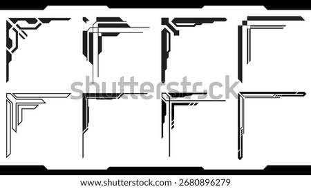 Futuristic Tech Borders - Abstract Digital Corner Frames for UI, Gaming, and Sci-Fi Design