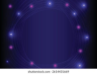 Futuristic tech circle glowing and blue and pink neon lighting on dark blue table abstract technology background. 
