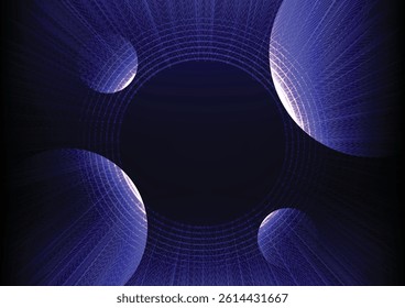 Futuristic tech circle glowing and neon lighting on dark blue table abstract technology background. 