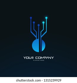 futuristic tech circuit board abstract logo template