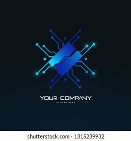 futuristic tech circuit board abstract logo template