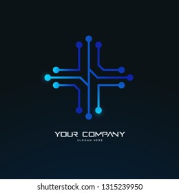 futuristic tech circuit board abstract logo template