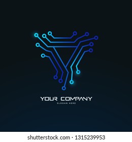 futuristic tech circuit board abstract logo template