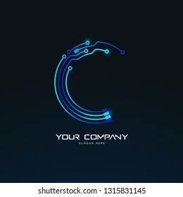 futuristic tech circuit board abstract logo template