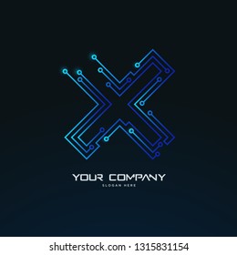 Futuristic Tech Circuit Board Abstract Logo Template