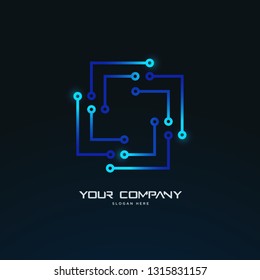 Futuristic Tech Circuit Board Abstract Logo Template