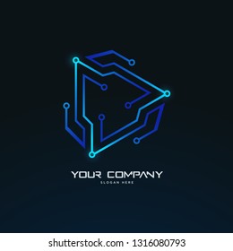 futuristic tech circuit board abstract logo template