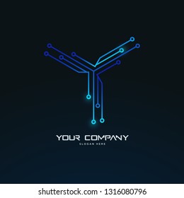 futuristic tech circuit board abstract logo template