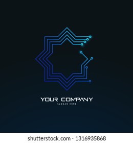 futuristic tech circuit board abstract logo template