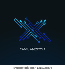 futuristic tech circuit board abstract logo template