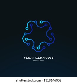 futuristic tech circuit board abstract logo template
