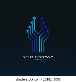 futuristic tech circuit board abstract logo template