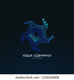 futuristic tech circuit board abstract logo template
