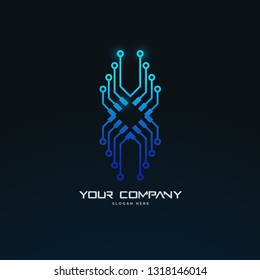 futuristic tech circuit board abstract logo template