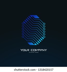 futuristic tech circuit board abstract logo template