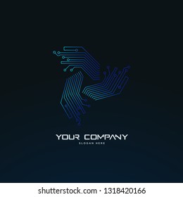 abstrakte Logo-Vorlage für die futuristische Technologiekarte