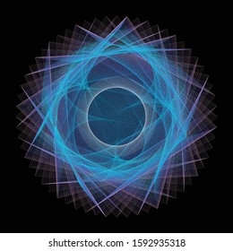 Futuristic tech design element light blue lines , mesh, vector graphic