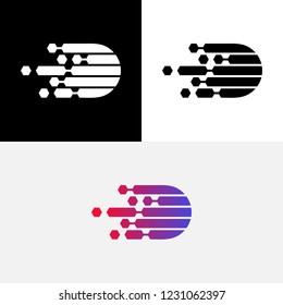 Futuristic Tech Digital D Letter Icon Logo