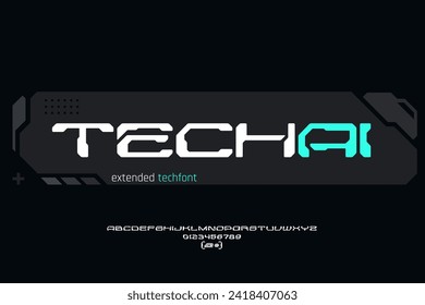 Futuristic Tech Font Vector Stylish Design Look. Cyber Robot Future Technology Type.