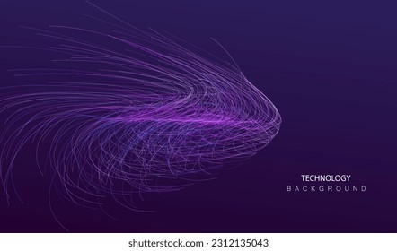 Futuristic tech glowing lines abstract background. Neon splash  design. Technology and science vector.