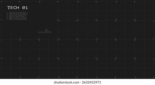 Grade de tecnologia futurista. Interface HUD. Grade de interface do usuário digital com pontos de dados e marcadores do scanner. Tela de ficção científica. Jogo VR. Sistemas de controle de espaçonaves. Tecnologia abstrata. 