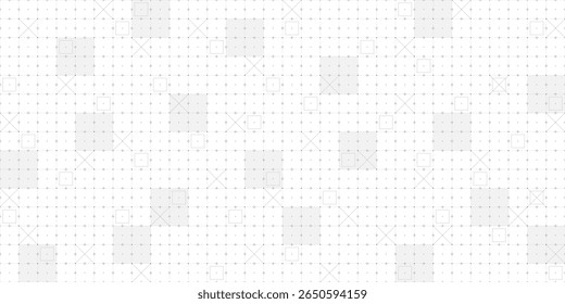 Futuristic tech grid with HUD interface, wireframe mesh and digital blueprint lines. Abstract black and white background for sci fi UI VR, military AI dashboard maps or game design. Eps illustration.