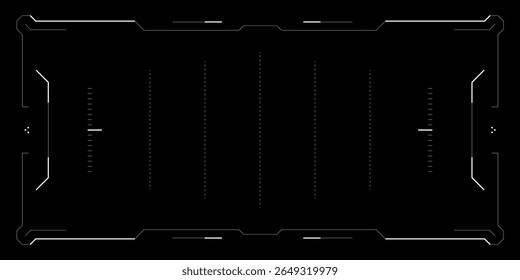Futuristic tech HUD interface with clean glitch overlay. Cyberpunk style UI for drone control or sci fi game. Includes digital radar, target frame, data layout, and sleek tactical screen elements.