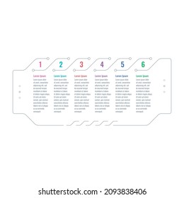 futuristic, tech info template. six options business infographic template. internet, annual report, web infographic template. statistical information template