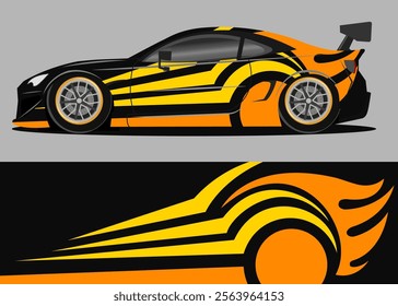 Futuristic tech inspired car wrap with orange color