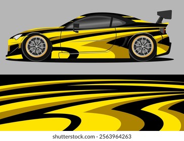 Futuristic tech inspired car wrap design. Modern abstract car wrap design with metallic finish, ideal for luxury vehicles