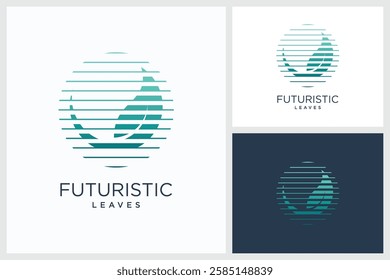 Futuristic Tech Leaf Design Inspiration. Futuristic Tech Leaf Vector Logo Design Template, Futuristic Tech Leaf Logo Design Vector Illustration
